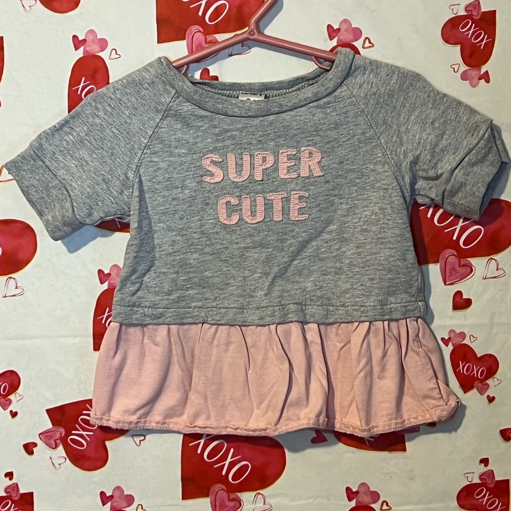 Carters toddler sz 24months shirt with cute details gray and pink